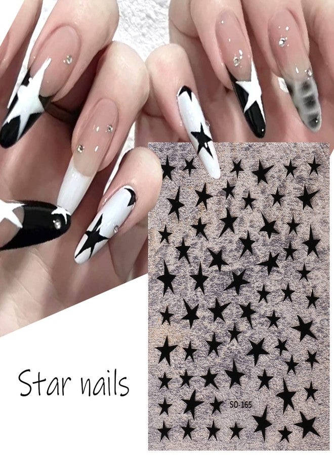BSBTBZ 8 Sheets Star Nail Art Stickers Decals Designer Nail Art Supplies 3D Glitters Starlight Irregular Pentagram Black White Pink Lase Stars Gold Nail Design Decal for Woman DIY Manicure Decoration - Image 2